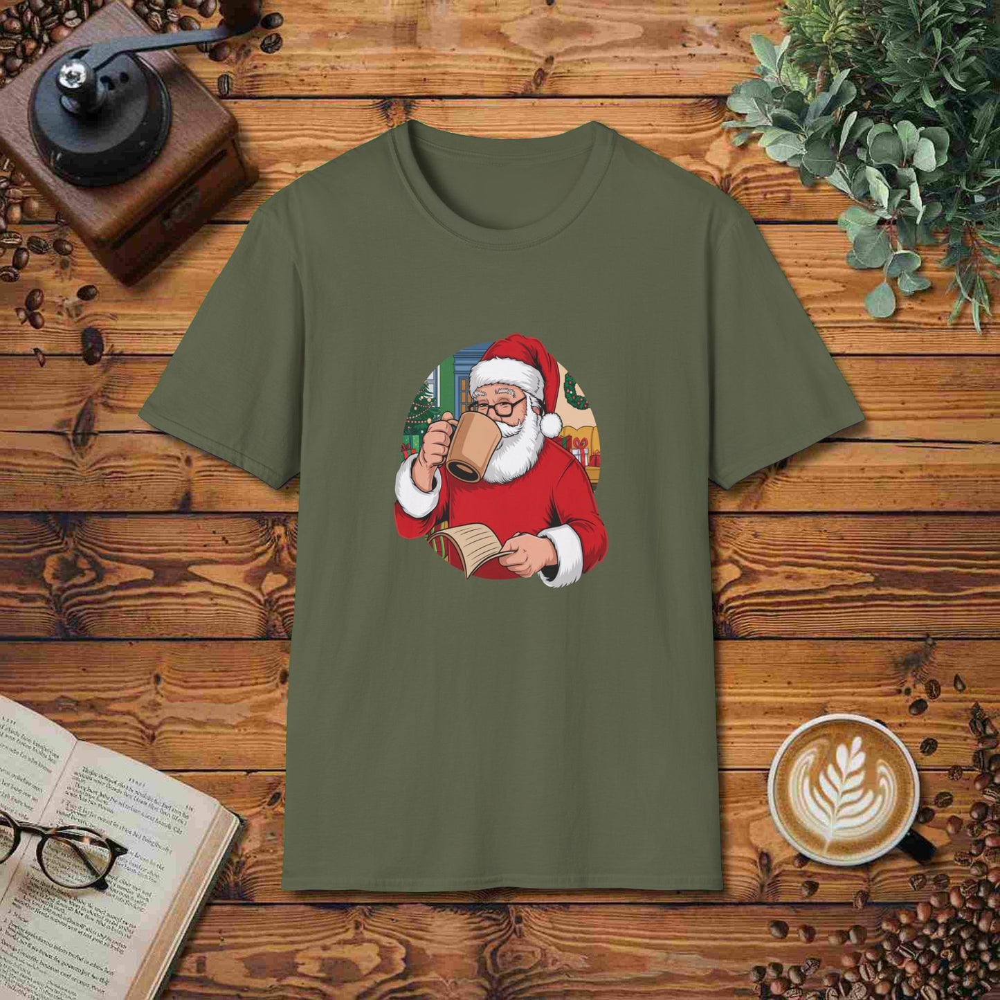 Santa Drinking Coffee